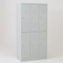 Vestiaire biplace 6 casiers monobloc portes grises - H1.80m - L30cm