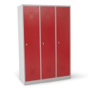Vue générale du vestiaire industrie salissante semi monobloc 3 cases rouge.