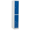 Vestiaire biplace 2 casiers monobloc - H1.95m - L30cm bleu